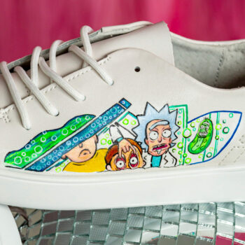 Белые кожаные кеды “Rick and Morty”